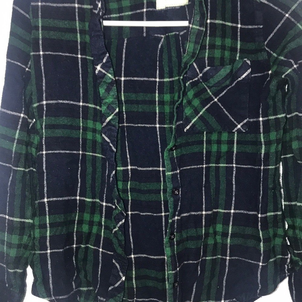 Navy blue and green flannel